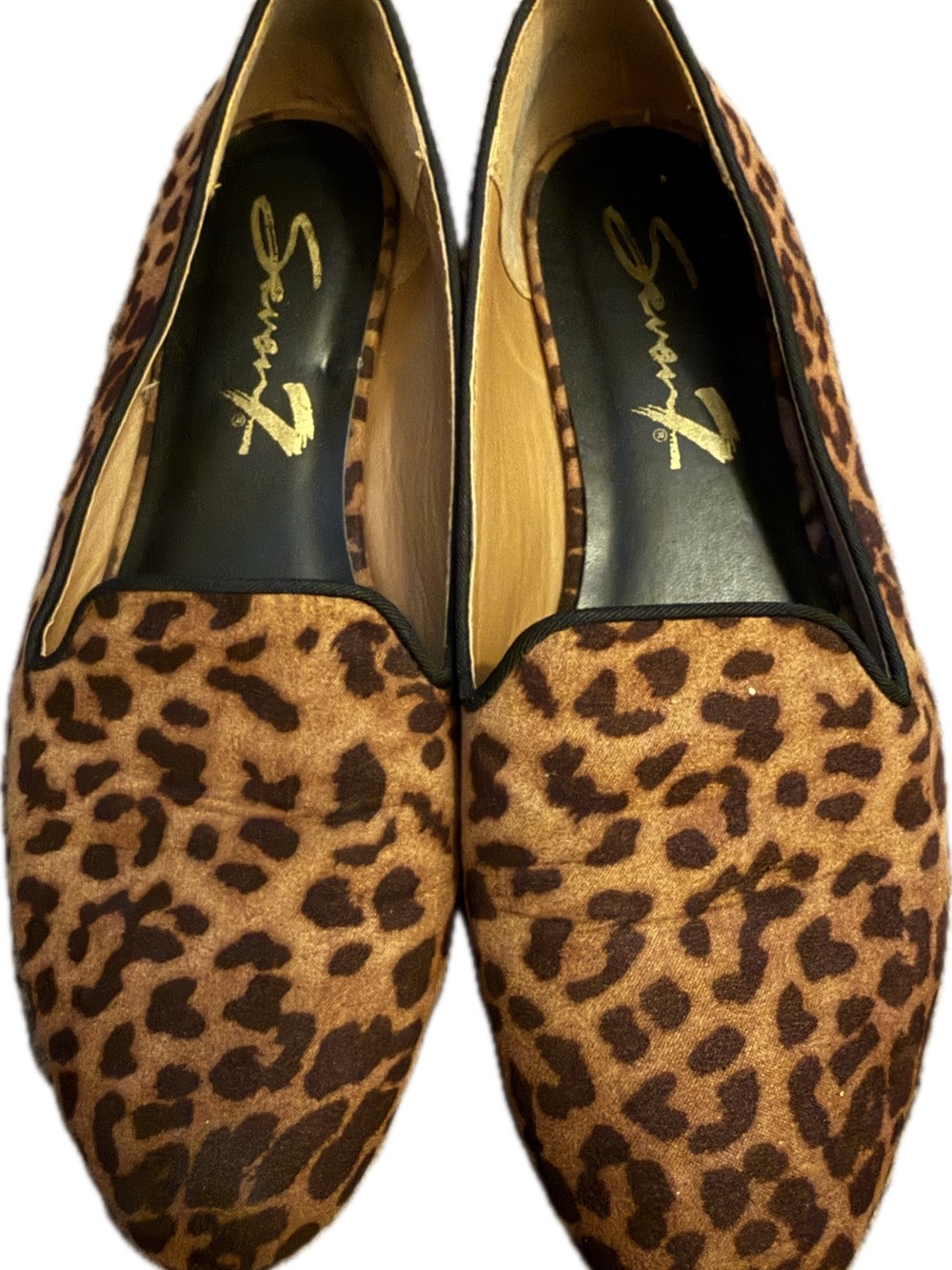 Seven7 Leopard Print Slip-On Flats - Brown and Black